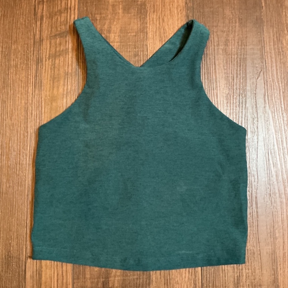 Beyond Yoga Spacedye Slim Racerback Crop Tank Green Heather XS Activewear